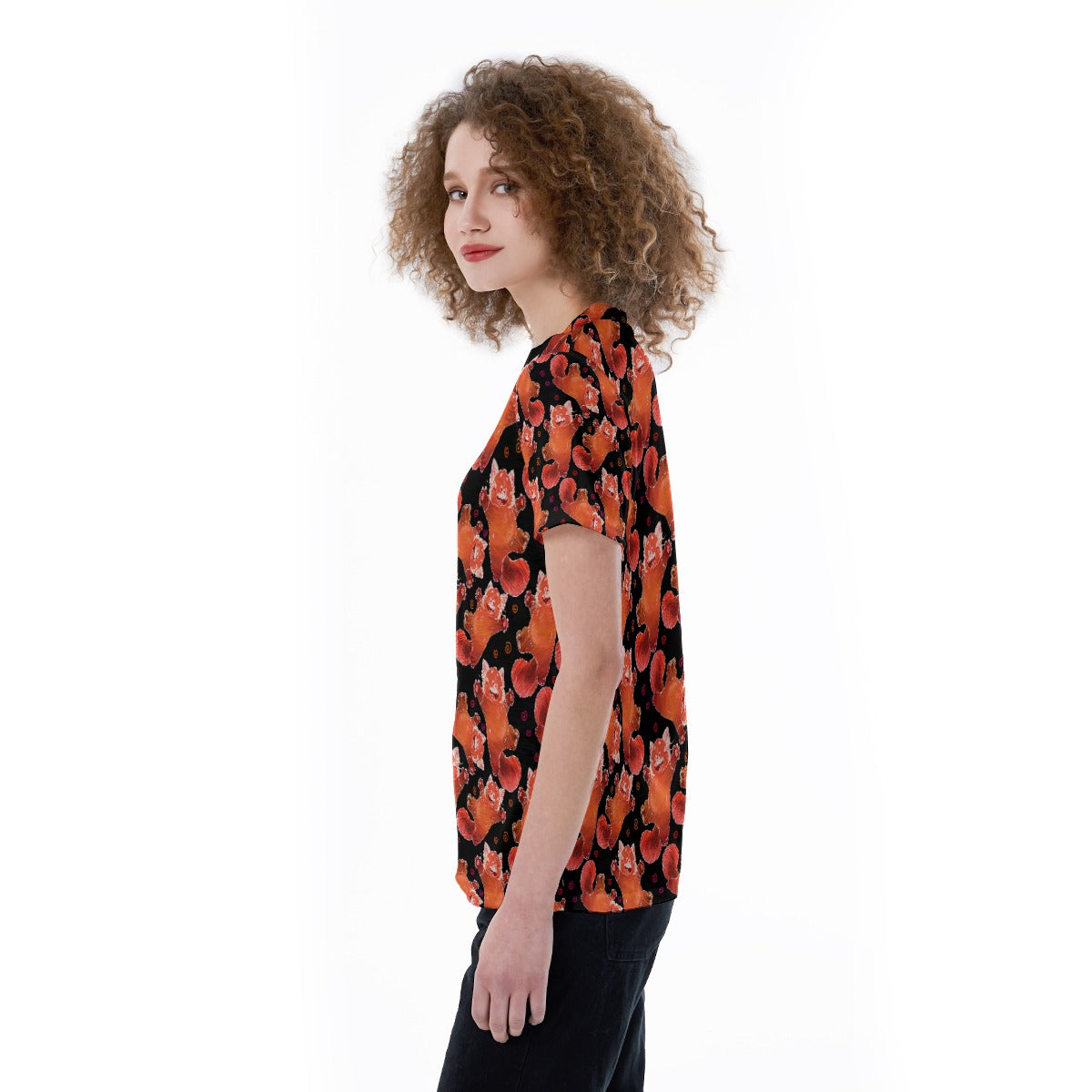 Scribbly Red Panda - Women's Short Sleeve V-Neck T-Shirt