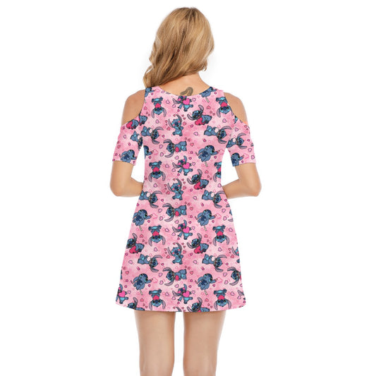 Valentine’s Mischief - Women's Cold Shoulder Cotton Dress