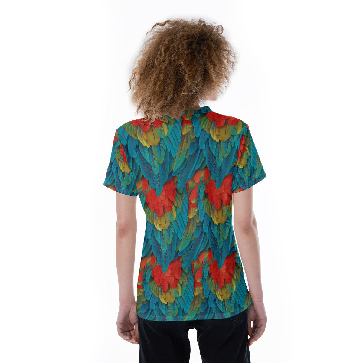 Animal Print - Macaw Parrot - Women's Short Sleeve V-Neck T-Shirt