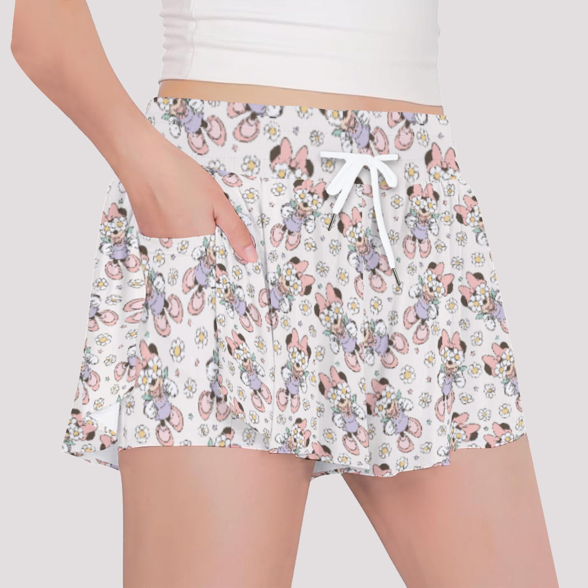 Daisy Crown Delight - Girls’ Flowy Pocket Shorts