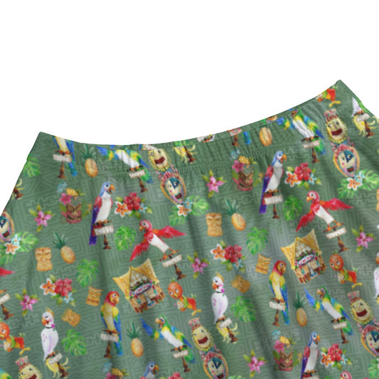 Orange Bird & Tiki Friends - Women’s Pocket Midi Skirt