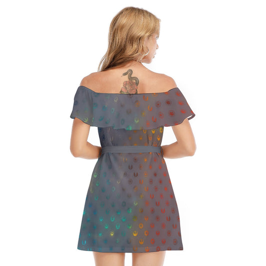 Galaxy Far Away - Women's Off-shoulder Ruffle Dress