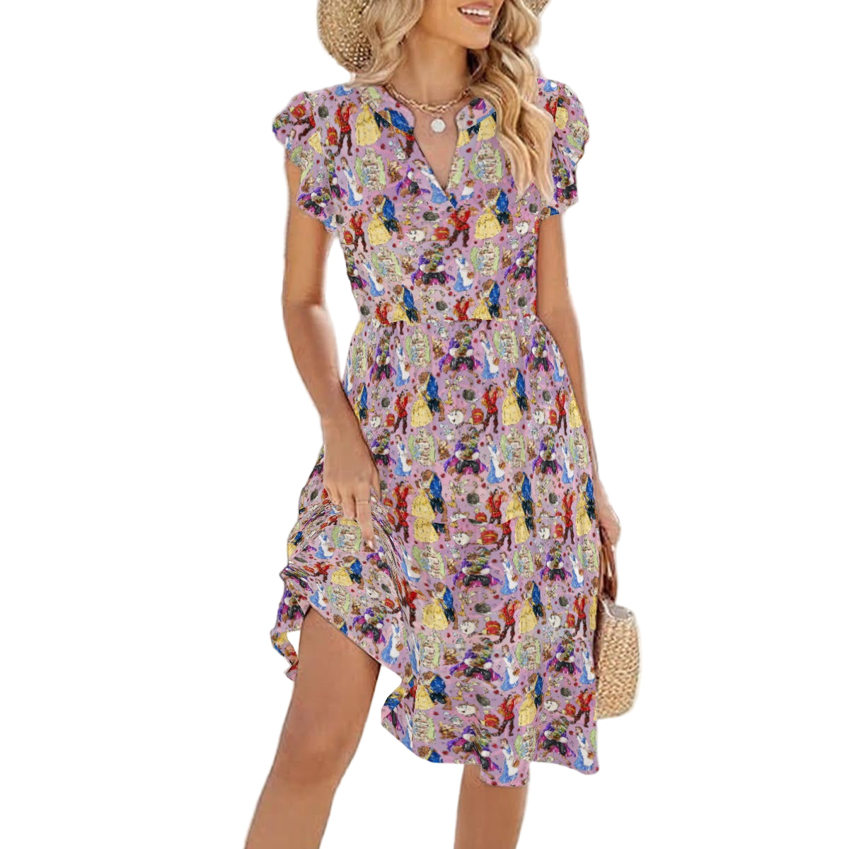Enchanted Tale Sketch - Women's Tiered Pocket Midi Dress