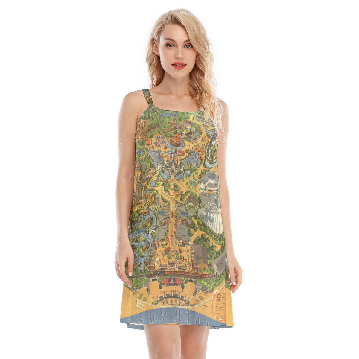 Vintage Theme Park Map - Women’s Adjustable Sundress