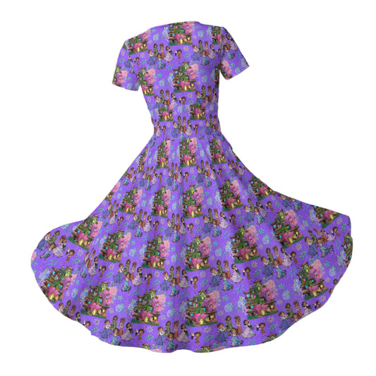 Whimsical Family Magic - Women's V-Neck Ruched Midi Dress