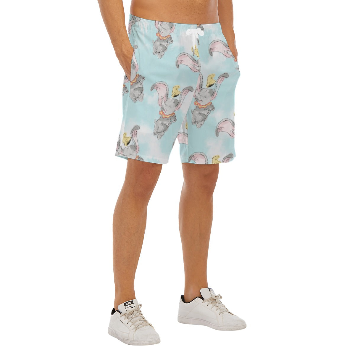 Sketch of Flying Elephant - Men’s Pocket Beach Shorts