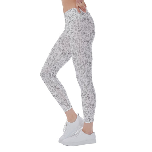 Monochrome Royal Silhouettes - Women's Yoga Leggings