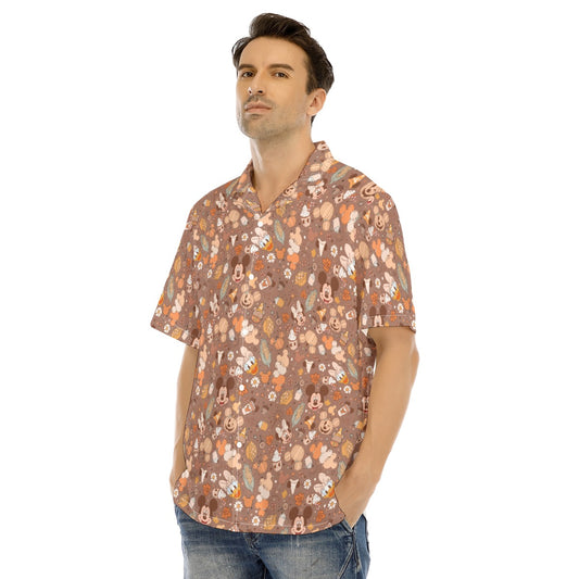 Pumpkin Spice Friends Fall - Men's Hawaiian Button Up Shirt