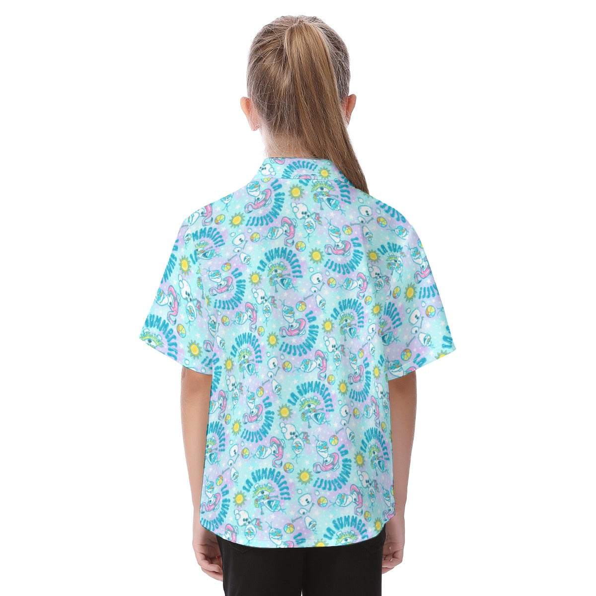 Sun-Kissed Snow Friend - Kid's Hawaiian Button Up Shirt