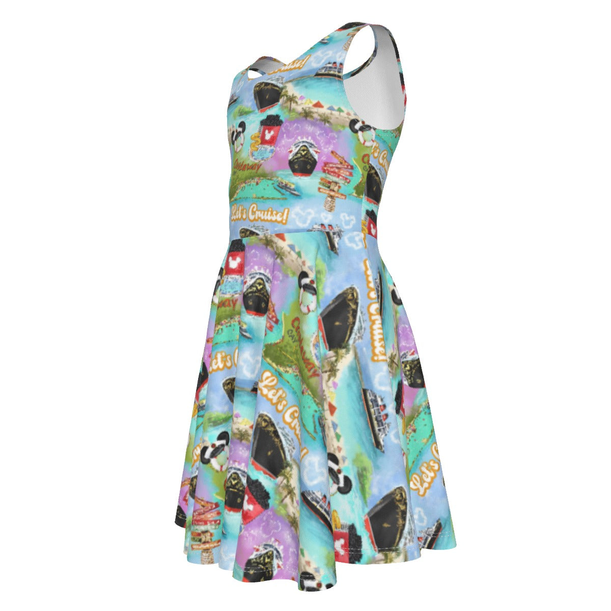 Tropical Castaway Island - Kid's Sleeveless Skater Dress