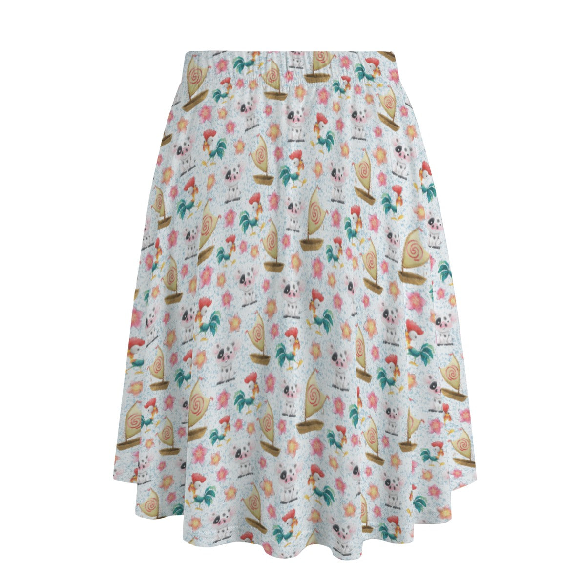 Island Pig & Rooster Duo - Women’s Pocket Midi Skirt
