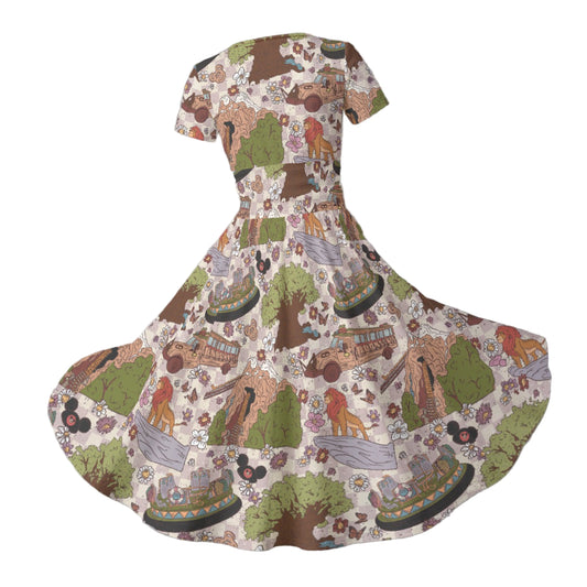 Hand Drawn AK - Women's V-Neck Ruched Midi Dress