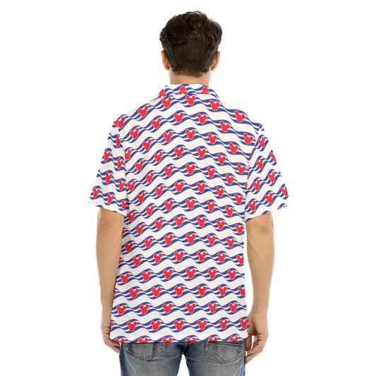 Nautical Cruise Logo Print - Men's Hawaiian Button Up Shirt