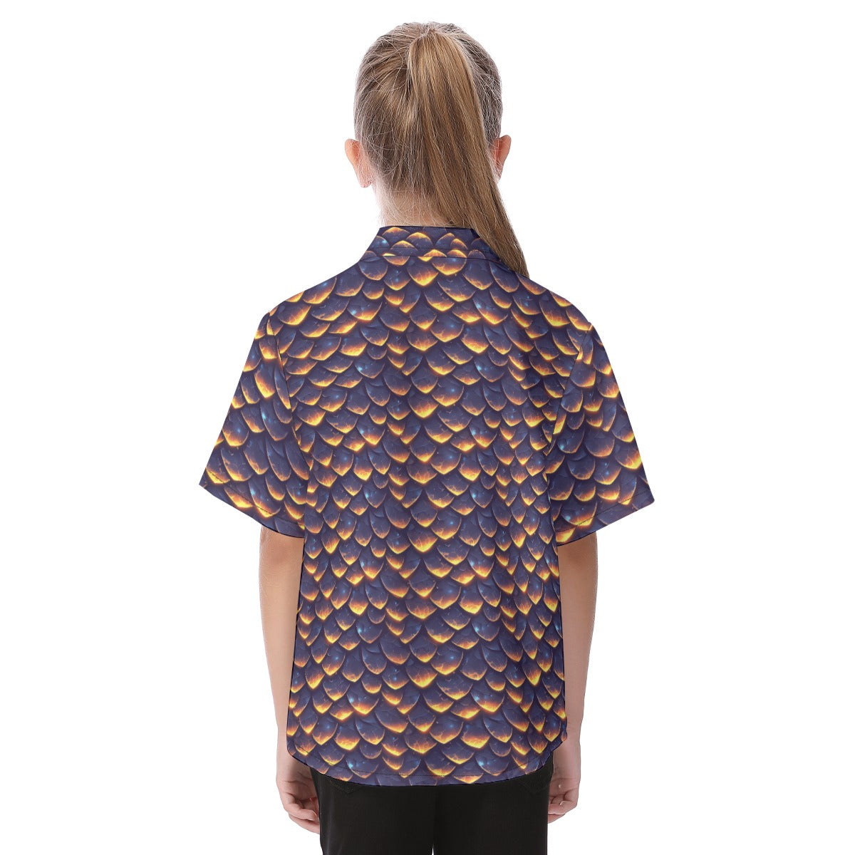 Animal Print - Dragon - Kid's Hawaiian Button Up Shirt