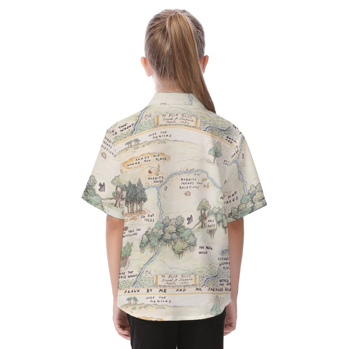 Hundred Acre Map - Kid's Hawaiian Button Up Shirt