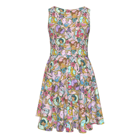Tattoo Hearts Royal Icons - Kid's Sleeveless Skater Dress