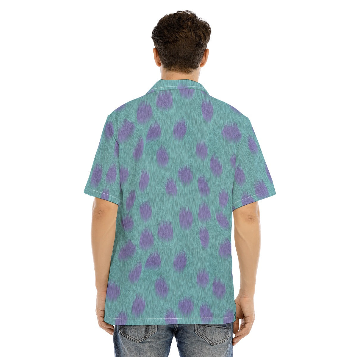 Turquoise Monster Spots - Men's Hawaiian Button Up Shirt