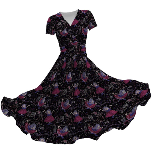 Marvelous Magical Mim - Women's V-Neck Ruched Midi Dress