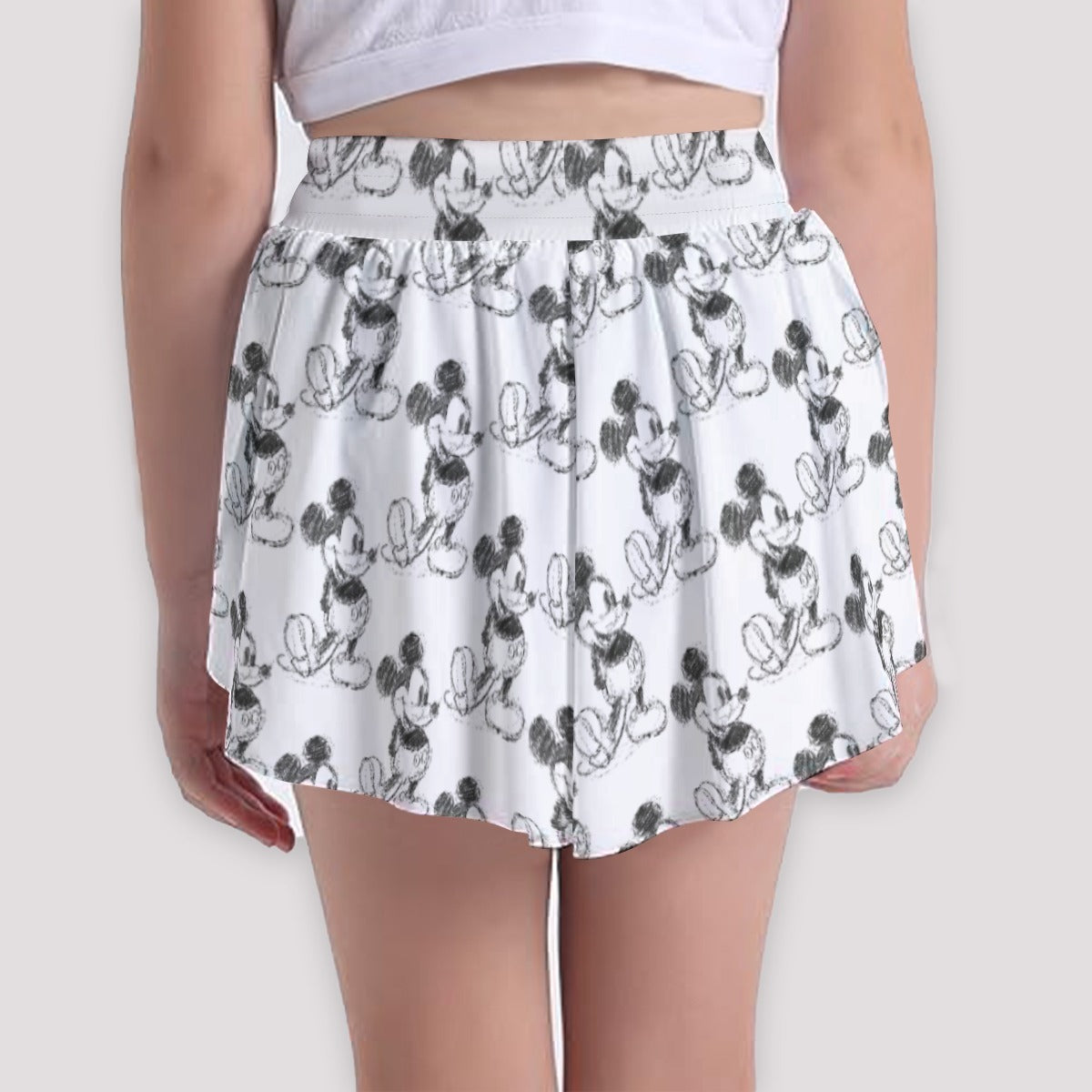 Sketch of Classic Mouse - Girls’ Flowy Pocket Shorts