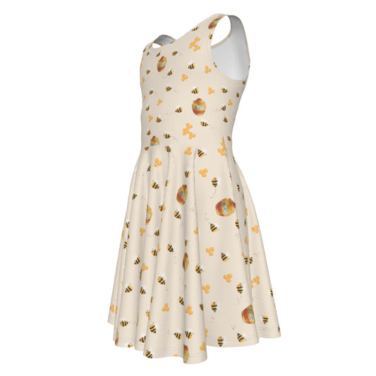 Sweet Hunny Pot & Bees- Kid's Sleeveless Skater Dress