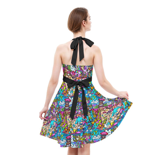 Island Beach Bash - Women's Halter Vintage Pocket Dress