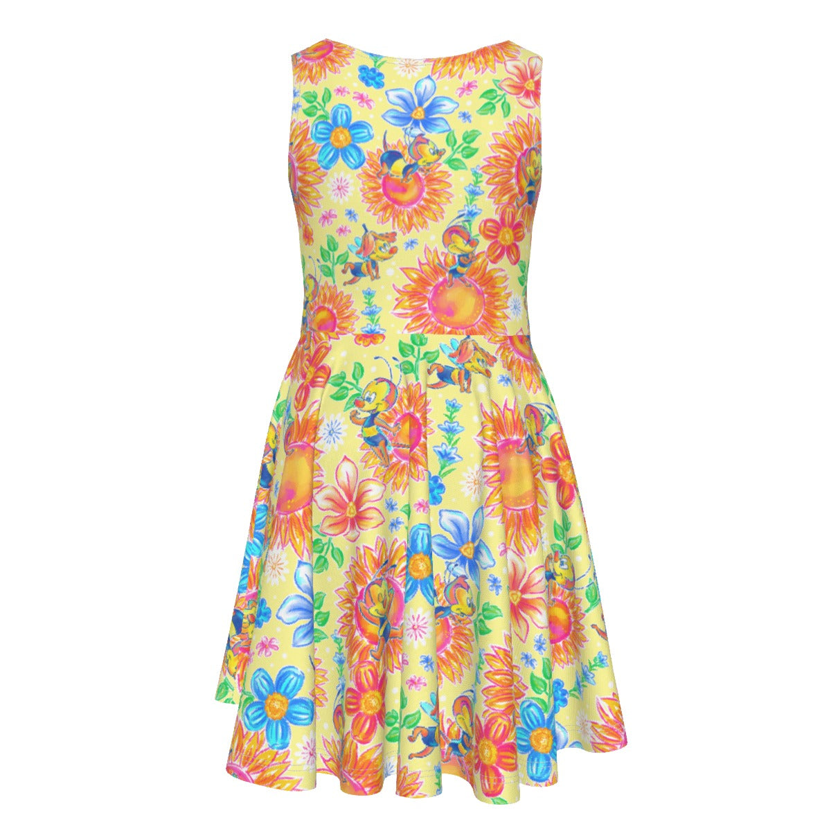 Buzzing Garden Buddy - Kid's Sleeveless Skater Dress