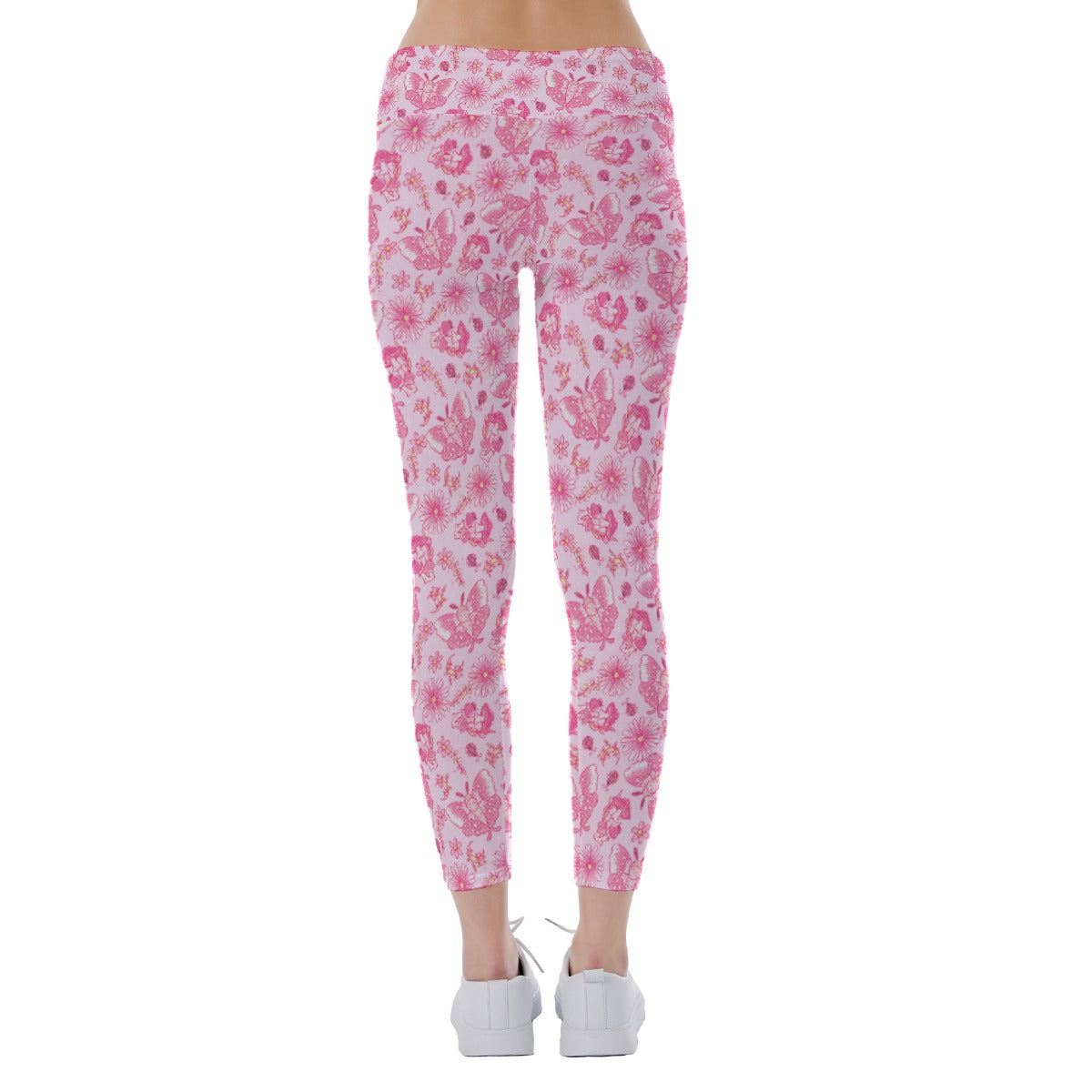 Pink Mushroom Moths - Women's Yoga Leggings