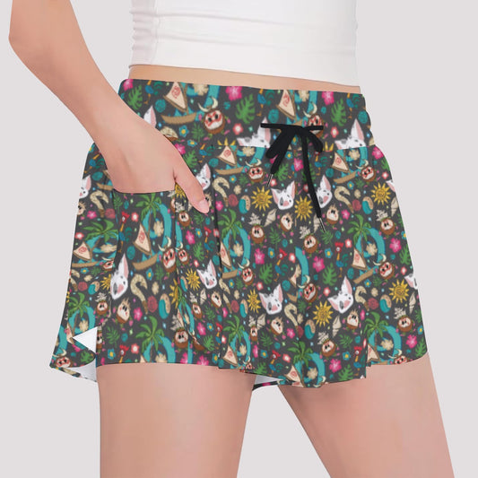 Polynesian Princess Icons - Girls’ Flowy Pocket Shorts