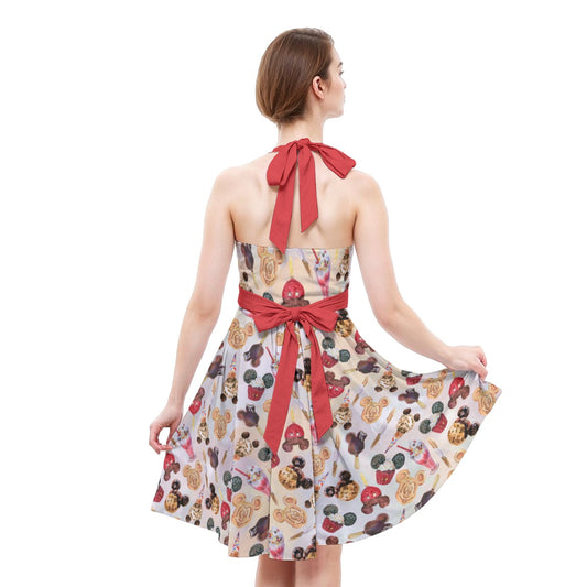 Mouse Snack Treats - Women's Halter Vintage Pocket Dress