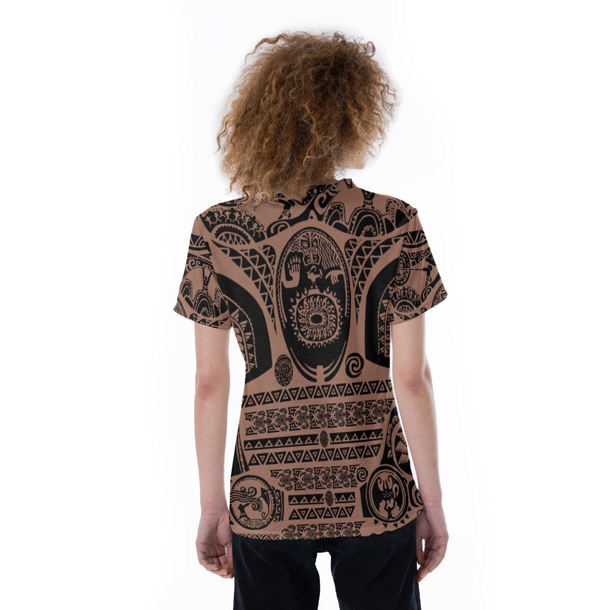 Polynesian Tattoo Motifs - Women's Short Sleeve V-Neck T-Shirt