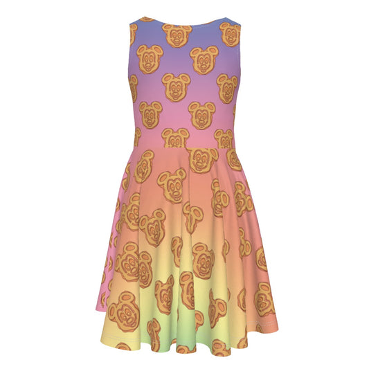 Rainbow Mouse Waffles- Kid's Sleeveless Skater Dress