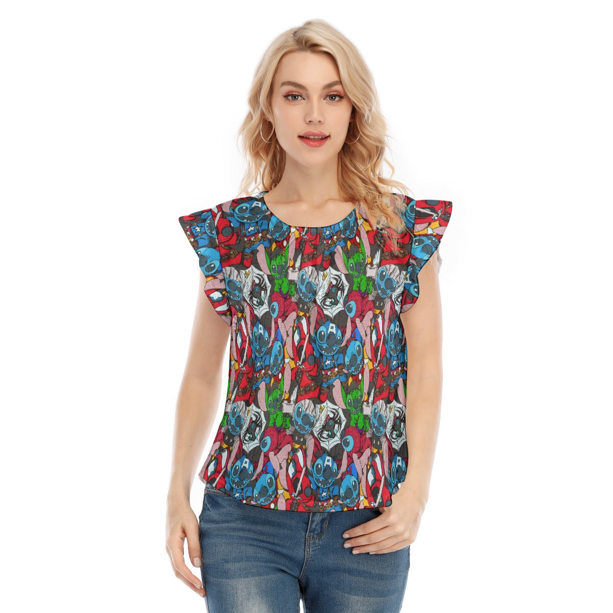 Superhero Stitch - Heroes Assembled - Women’s Flutter Sleeve Top
