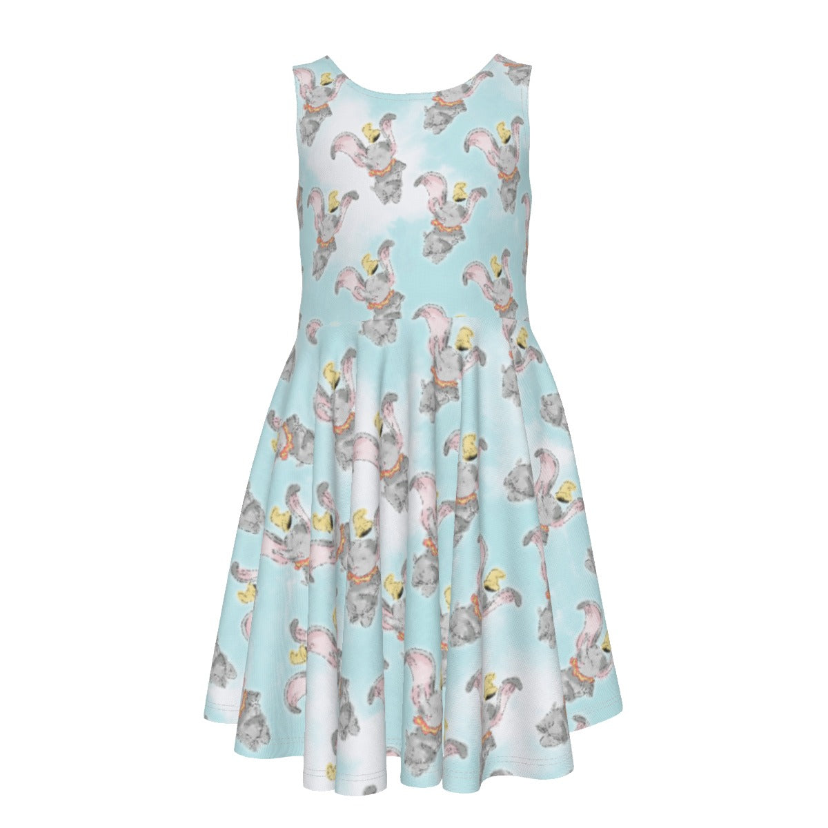 Sketch of Flying Elephant- Kid's Sleeveless Skater Dress