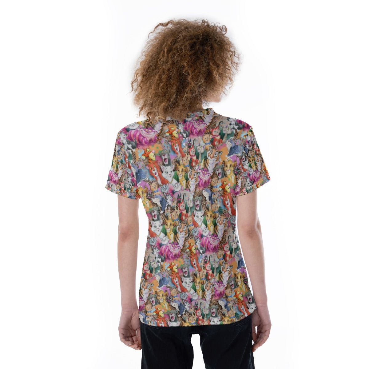 Whimsical Storybook Cats - Women's Short Sleeve V-Neck T-Shirt