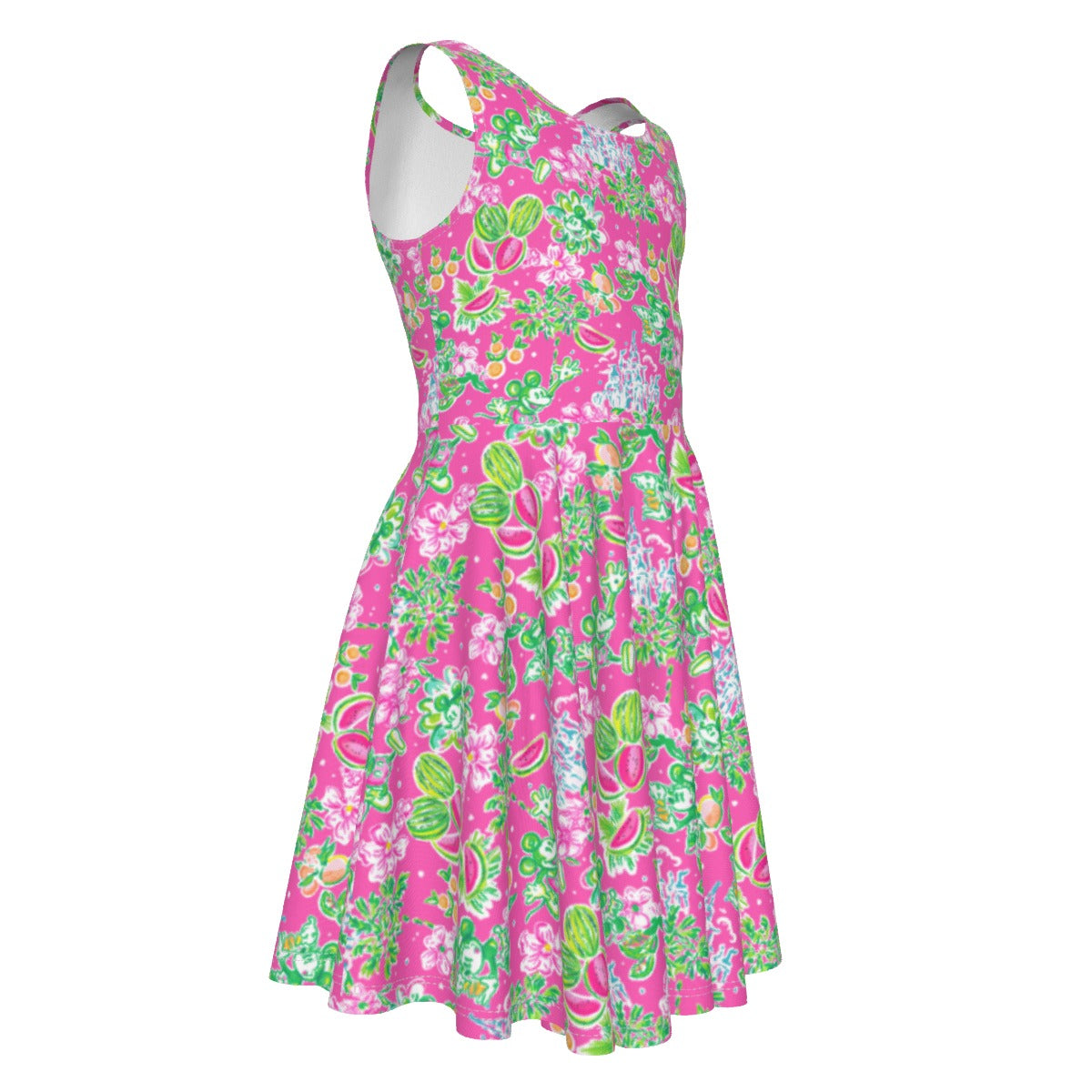 Bright Tropical Vibes - Watermelon Mouse Duo - Kid's Sleeveless Skater Dress
