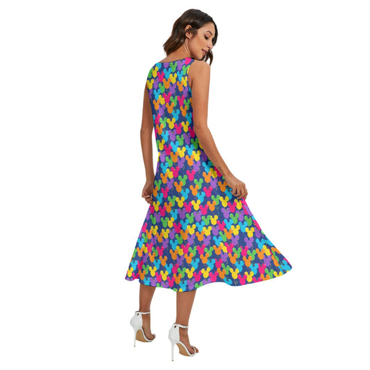 Bright Mouse Ear Balloons - Women’s Diagonal Pocket Midi Dress