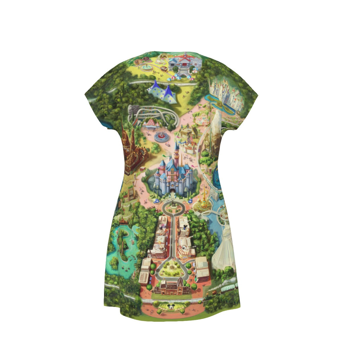 Colorful Theme Park Map - Women's T-Shirt Dress