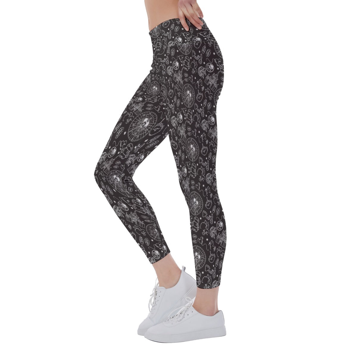 Monochrome Theme Park Icons - Women's Yoga Leggings