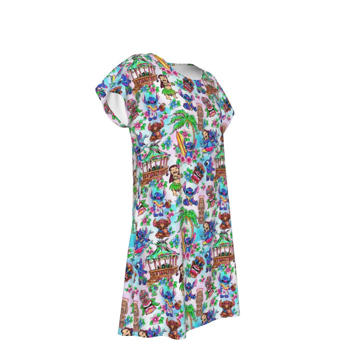 Bright Island Chaos Hand Drawn - Women's T-Shirt Dress