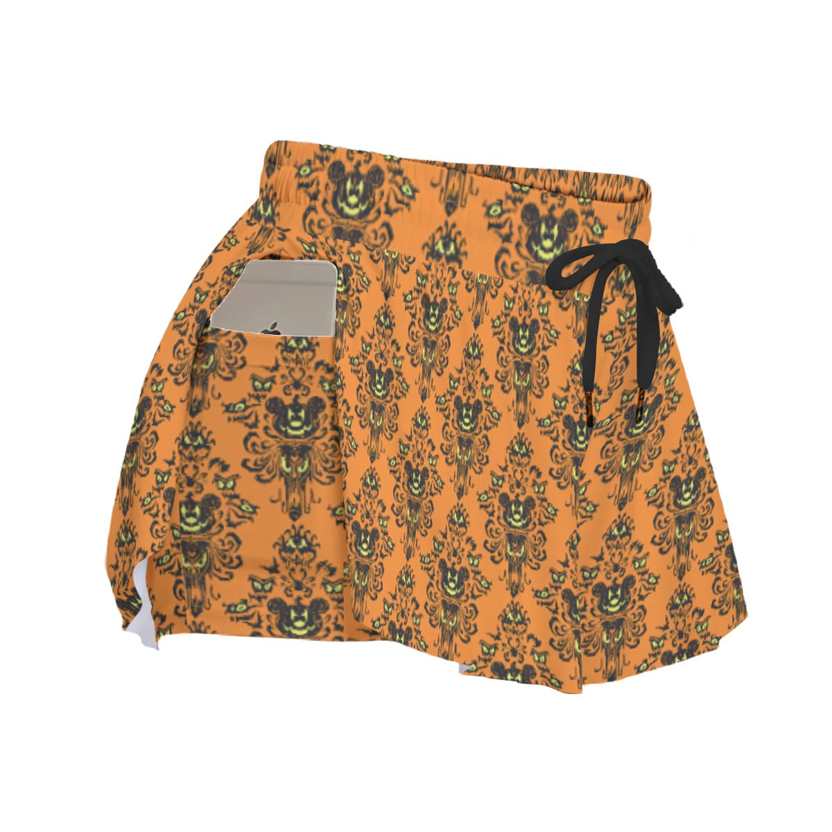 Haunted Halloween Mansion Wallpaper - Women's Flowy Pocket Shorts