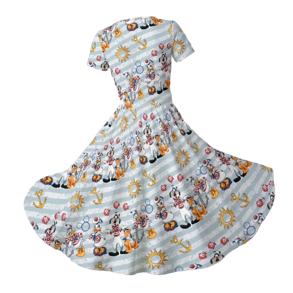 Set Sail with the Crew - Women's V-Neck Ruched Midi Dress