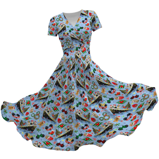 Very Merrytime Christmas Cruise - Women's V-Neck Ruched Midi Dress