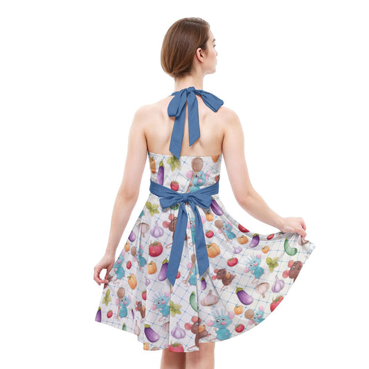 Ratatouille Veggies - Women's Halter Vintage Pocket Dress
