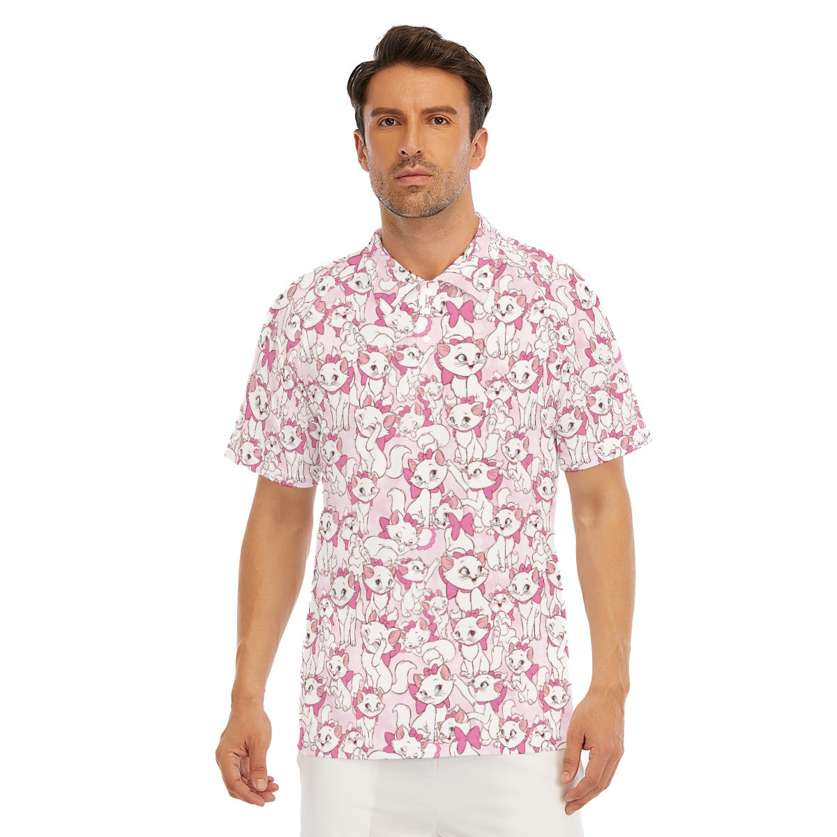 Sweet Kitten with Pink Bow - Men's Polo Shirt