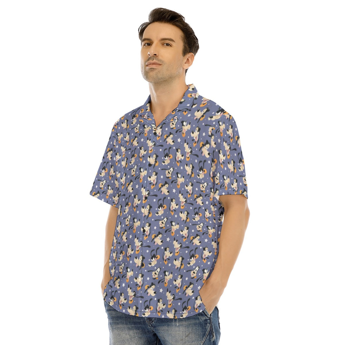Funny Silly Dog - Men's Hawaiian Button Up Shirt