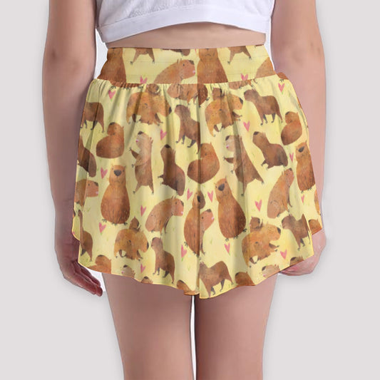 Capybara Love - Girls’ Flowy Pocket Shorts
