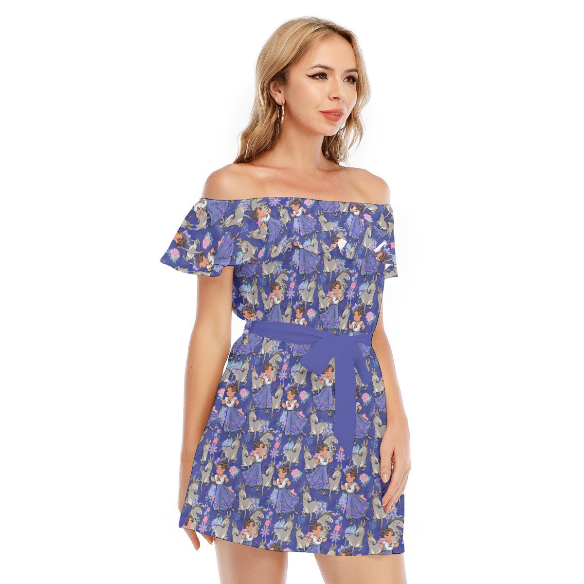 Whimsical Strong Heroine - Women's Off-shoulder Ruffle Dress