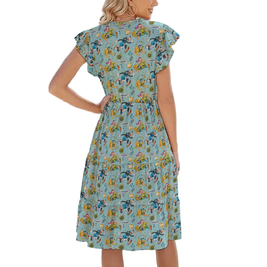 Cheerful Race Day Dashers - Women's Tiered Pocket Midi Dress