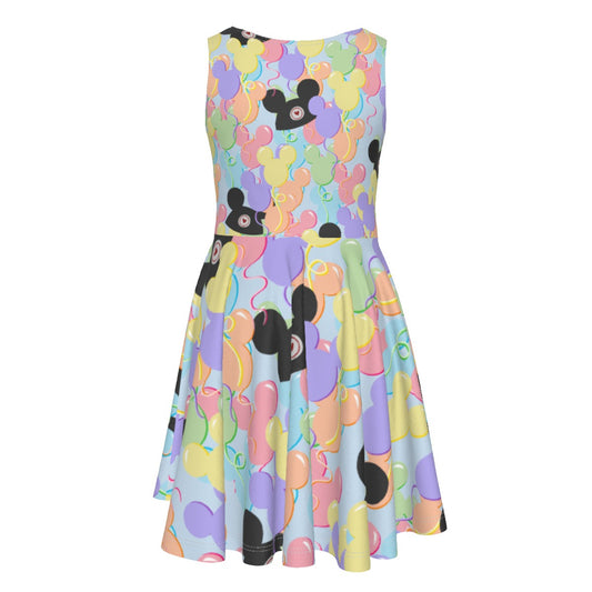 Pastel Mouse Ear Balloons- Kid's Sleeveless Skater Dress