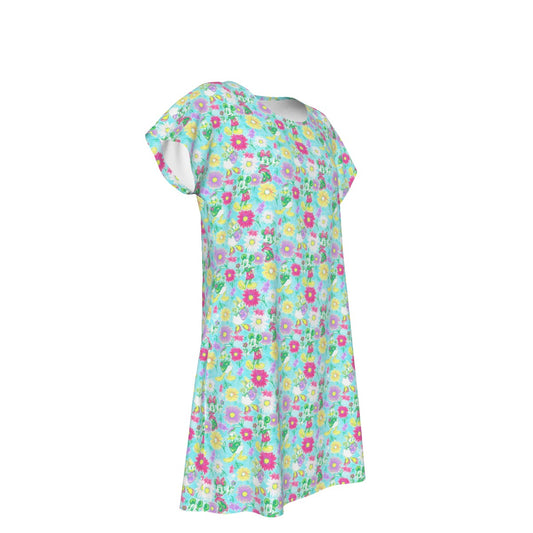 Neon Spring Floral Friends - Women's T-Shirt Dress